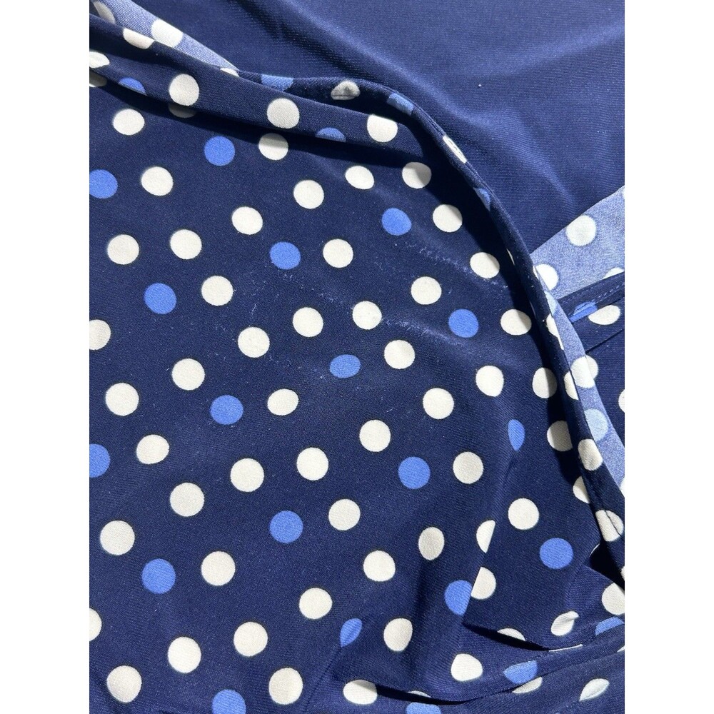 Anne Klein Womens Wrap Dress Size M Navy Blue White Polka DotFauxWrap LongSleeve - Picture 8 of 8